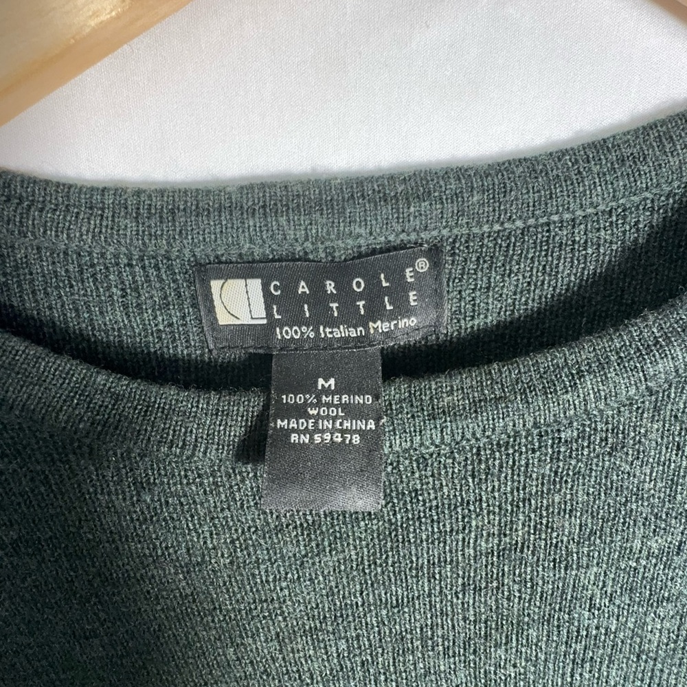 Vintage‎ Carole Little Merino Wool Sweater in Deep Green - Picture 2 of 5